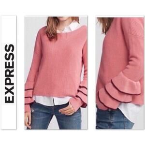 Express Ruffle Bell Sleeve Pullover Sweater Knit Sweater Boho/Retro Size S